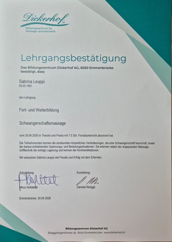 Weiterbildung Schwangerschaftsmassage